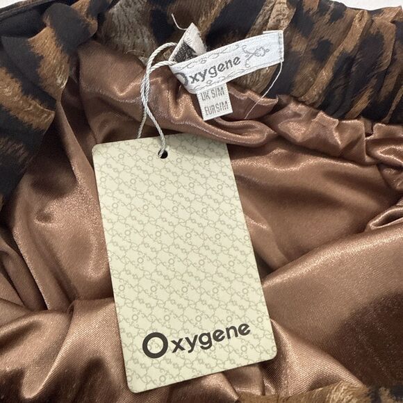 Oxygene Maxi Skirt Women S M Leopard Animal Print Pleated Elastic Waist Flowy - Picture 6 of 7